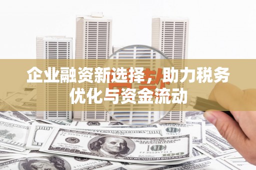 康县企业融资新选择，助力税务优化与资金流动