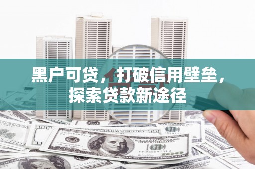 康县黑户可贷，打破信用壁垒，探索贷款新途径