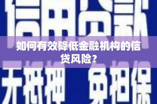 康县如何有效降低金融机构的信贷风险？