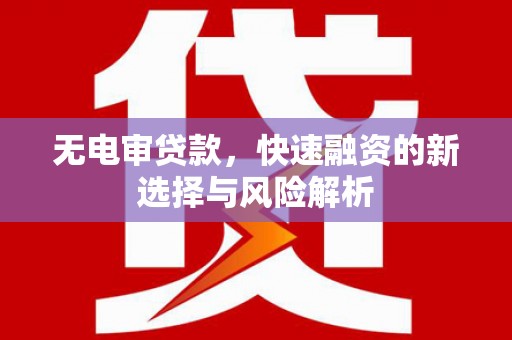 康县无电审贷款，快速融资的新选择与风险解析