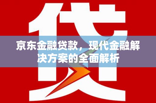 康县京东金融贷款，现代金融解决方案的全面解析