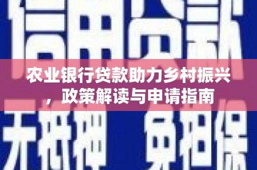 康县农业银行贷款助力乡村振兴，政策解读与申请指南