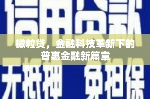 康县微粒贷，金融科技革新下的普惠金融新篇章