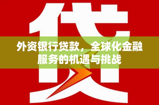 康县外资银行贷款，全球化金融服务的机遇与挑战