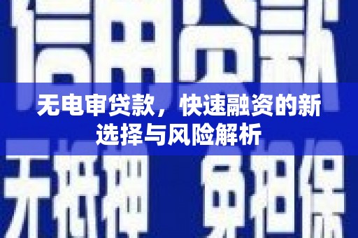 康县无电审贷款，快速融资的新选择与风险解析